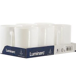Набор кружек для чая и кофе, 6 штук, объем 320 мл, белое стекло, "Essence White", LUMINARC, N1230