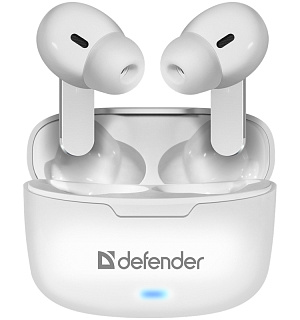 Наушники с микрофоном беспроводные Defender Twins 903, TWS, разъем 8-pin (lightning), белый
