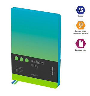 Ежедневник недатир. A5, 136л., кожзам, Berlingo "Radiance", голубой/зеленый градиент