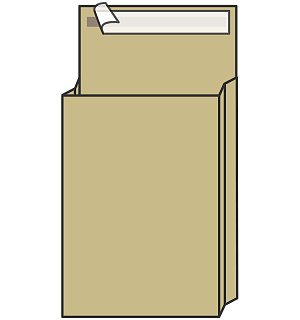 Пакет почтовый B4, UltraPac, 250*353*40мм, коричневый крафт, отр. лента, 130г/м2