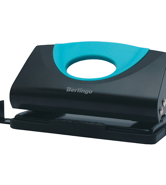 Дырокол Berlingo "Office Soft" 10л., пластиковый, синий, с линейкой