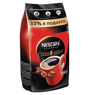 Кофе растворимый NESCAFE "Classic", 1000 г, мягкая упаковка, 12458947