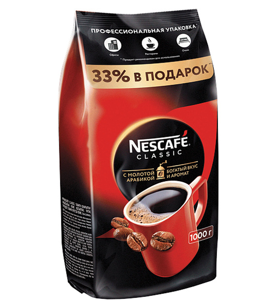 Кофе растворимый NESCAFE "Classic", 1000 г, мягкая упаковка, 12458947