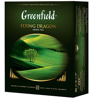 Чай Greenfield "Flying Dragon", зеленый, 100 фольг. пакетиков по 2г