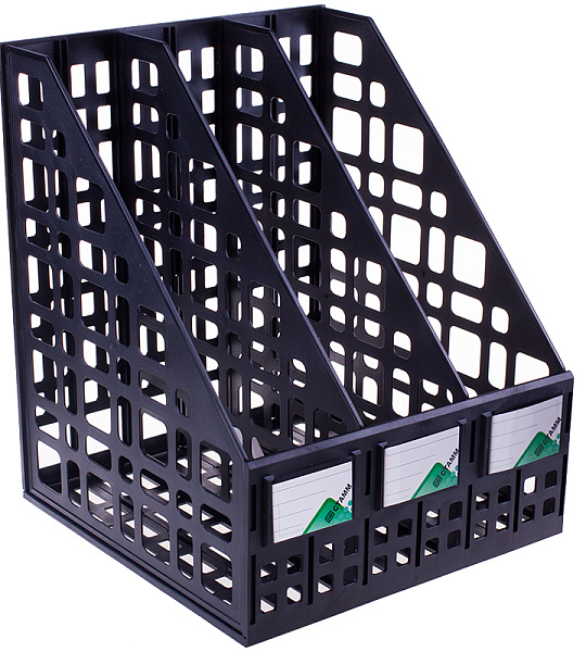 Лоток для бумаг вертикальный СТАММ, сборный, 3 отделения, черный