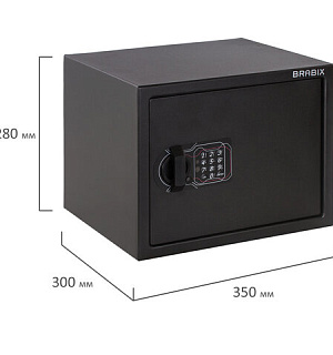 Сейф мебельный BRABIX "SF-280EL", 280х350х300 мм, электронный замок, черный, 291149, S103BR212414