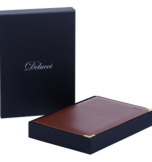 Ежедневник датированный 2023г., А4-(B5), 184л.,  кожа, Delucci, фактурная кожа, зол. срез, коричневый