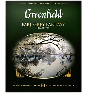 Чай Greenfield "Earl Grey", черный с бергамотом, 100 фольг. пакетиков по 2г