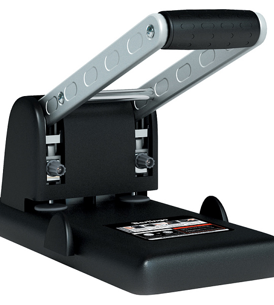 Дырокол мощный Berlingo "Heavy Duty" 100л., черный, с линейкой