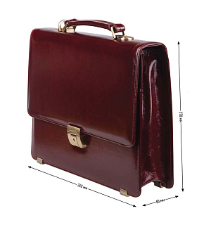 Портфель Delucci "Калипсо", кожа, темный коньяк, 1 отделение, метал. замок, с ремнем