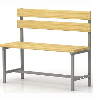Скамья гардеробная на металлокаркасе Надежда П-16Д (1000), со спинкой, сосна, 800*1000*370