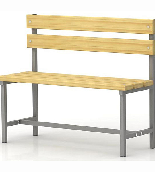Скамья гардеробная на металлокаркасе Надежда П-16Д (1000), со спинкой, сосна, 800*1000*370