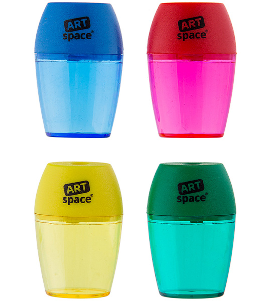 Точилка пластиковая ArtSpace 1 отверстие, контейнер, ассорти, пакет