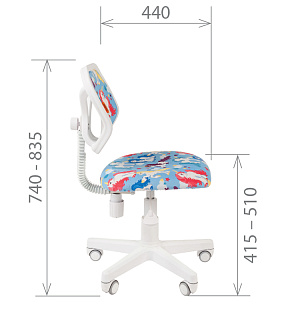 Кресло детское Chairman Kids 106, PL бел, ткань велюр, единороги, мех. постоян. под. спины, без подлок 7033117 (ПОД ЗАКАЗ)