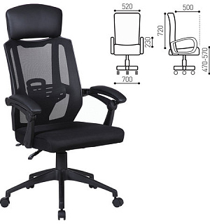 Кресло офисное BRABIX "Nexus ER-401", с подголовником, черное, 531835
