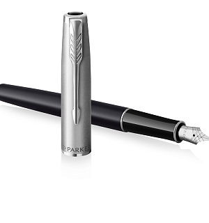 Ручка перьевая Parker "Sonnet Sand Blasted Metal&Black Lacquer" черная, 0,8мм, подарочная упаковка