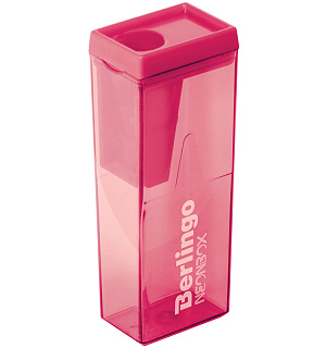 Точилка пластиковая Berlingo "NeonBox" 1 отверстие, контейнер, ассорти