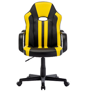 Кресло компьютерное BRABIX "Stripe GM-202", экокожа, черное/желтое, 532510