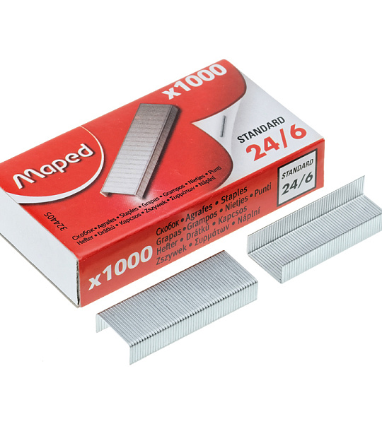 Скобы для степлера №24/6 Maped "Standard", оцинкованные, 1000шт.