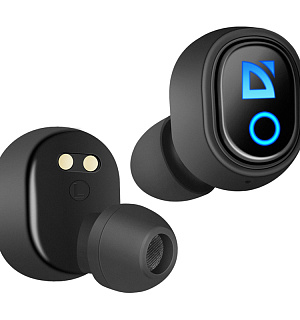 Наушники с микрофоном беспроводные Defender Twins 639, Bluetooth 5.0, TWS, powerbank 2000мАч, разъем Micro-USB, черный