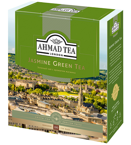 Чай Ahmad Tea "Jasmine Green Tea", зеленый с жасмином, 100 фольг. пакетиков по 2г