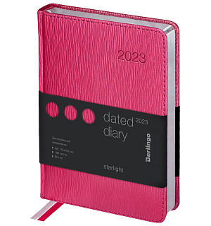 Ежедневник датированный 2023г., А6, 184л., кожзам, Berlingo "Starlight", сер. срез, фуксия