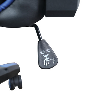 Кресло компьютерное BRABIX "GT Carbon GM-120", две подушки, экокожа, черное/синее, 531930