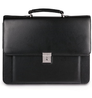 Портфель "Проект", 38х28,5х10 см, искусственная кожа, 2 отделения, замок с ключом, черный, 200