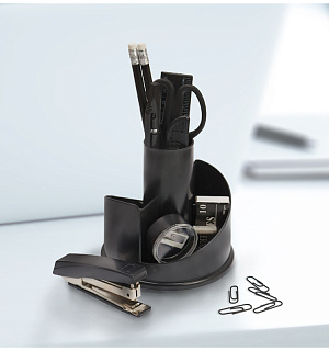 Настольный органайзер OfficeSpace "Русские горки", 12 предметов, вращающийся, черный