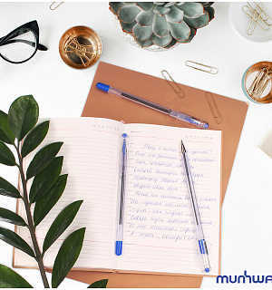 Ручка шариковая MunHwa "Option" синяя, 0,5мм, штрих-код