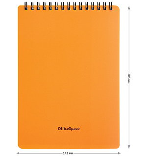 Блокнот А5 60л. на гребне OfficeSpace "Neon", оранжевая пластиковая обложка