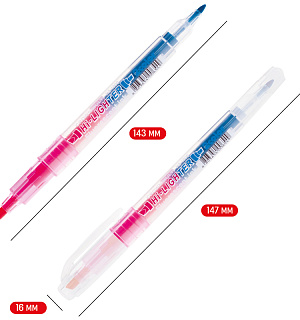 Текстовыделитель двухсторонний Crown "Multi Hi-Lighter Twin" розовый/голубой, 3/2мм