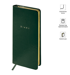 Еженедельник недатированный, карманный, 64л., кожзам, OfficeSpace "Windsor ", зеленый, зол. срез