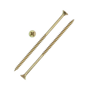 Саморез универсальный 5х100, потай, крупная резьба,шлиц PZ2, жёлтый цинк, 2310 шт, 12 кг