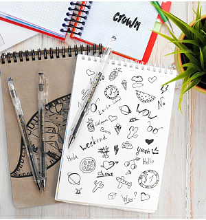 Ручка гелевая Crown "Hi-Jell" черная, 0,5мм, штрих-код