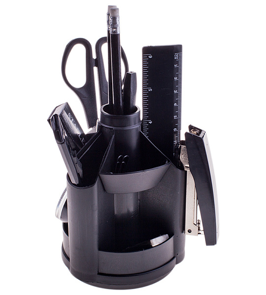 Настольный органайзер OfficeSpace "Минидеск", 10 предметов, вращающийся, черный