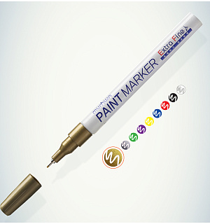 Маркер-краска MunHwa "Extra Fine Paint Marker" золото, 1мм, нитро-основа