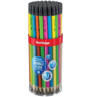 Карандаш ч/г Berlingo "Triangle flash" HB, трехгранный, c ластиком, заточен.