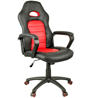 Кресло игровое Helmi HL-S06 "Highway", экокожа/ткань черная/красная
