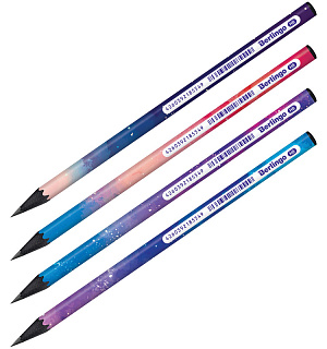 Карандаш ч/г Berlingo "Universe" HB, черное дерево, круглый, заточен., ассорти