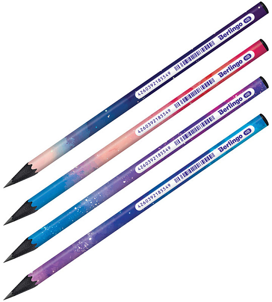 Карандаш ч/г Berlingo "Universe" HB, черное дерево, круглый, заточен., ассорти