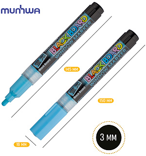 Маркер меловой MunHwa "Black Board Marker" голубой, 3мм, водная основа
