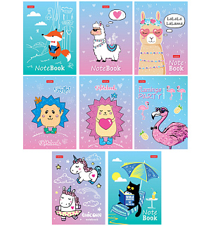 Блокнот А6 24л. на скрепке Hatber "Милые создания"