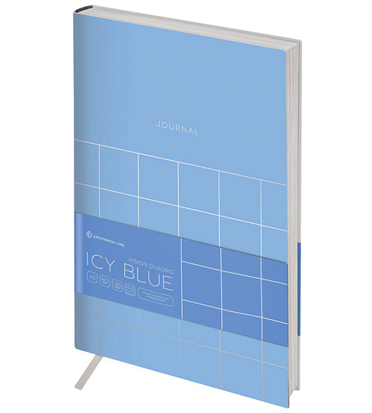 Ежедневник недатир. A5, 136л., кожзам, Greenwich Line "Vision. Quadro. Icy blue", тон. блок, срез фольга