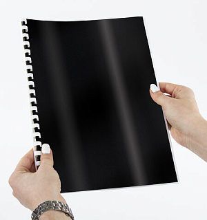 Обложки картонные для переплета, А4, КОМПЛЕКТ 100 шт., глянцевые, 250 г/м2, черные, BRAUBERG, 530841