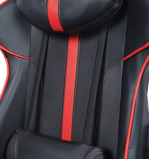 Кресло компьютерное BRABIX "GT Carbon GM-120", две подушки, экокожа, черное/красное, 531931