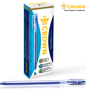 Ручка гелевая Crown "Multi Jell" синяя, 0,4мм, игольчатый стержень