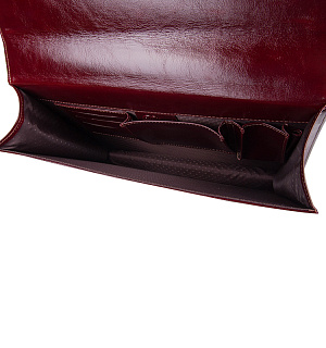 Портфель Delucci "Калипсо", кожа, темный коньяк, 1 отделение, метал. замок, с ремнем