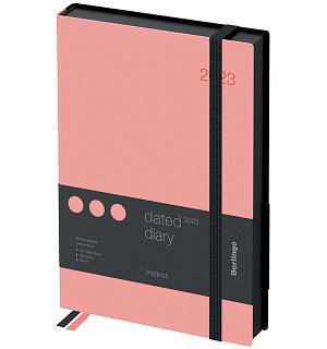 Ежедневник датированный 2023г., A5, 184л., кожзам, Berlingo "Instinct", черный/фламинго, с резинкой