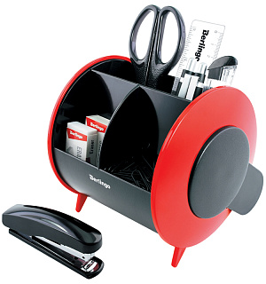 Настольный органайзер Berlingo "Satellite", 9 предметов, черно-красный